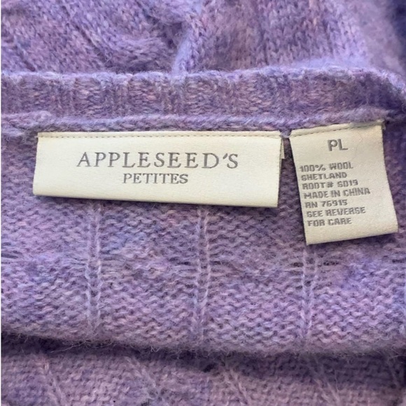 Appleseed's purple wool cable knit buttoned cardigan sweater size PL - Picture 4 of 4